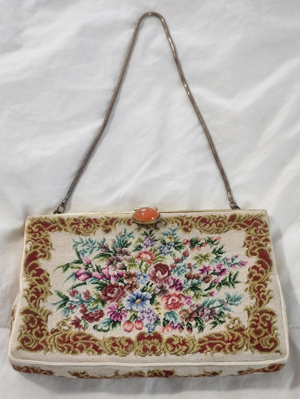 vintage petite point handbag Purse, Needlepoint Evening Bag